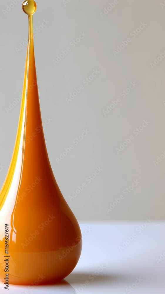 Aufkleber orange drop-shaped object reflecting light on smooth surface creating artistic effect
