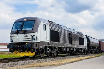 Fototapeta premium close-up of freight train showcasing its design with minimal distractions