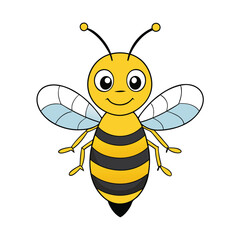 Bee with cute face on white background.