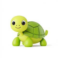 Obraz premium a happy turtle cartoon, animal character, 3D illustration, cheerful and glossy, isolated on white background