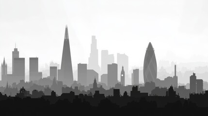 Fototapeta premium High Contrast City Skyline in Soft Light