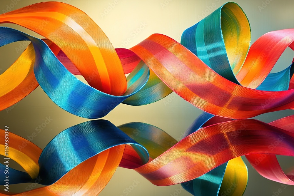 Aufkleber swirling composition of vibrant ribbons in pan-african colors creating abstract pattern displayed on
