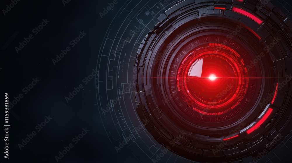 Poster futuristic and advanced digital system featuring glowing red high tech interface. image showcases sl