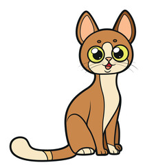 Cute cartoon kitten line drawing color variation on white background