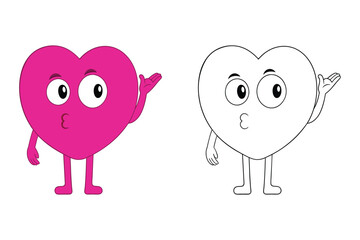 Heart Giving Flying Kiss Vector Illustration.