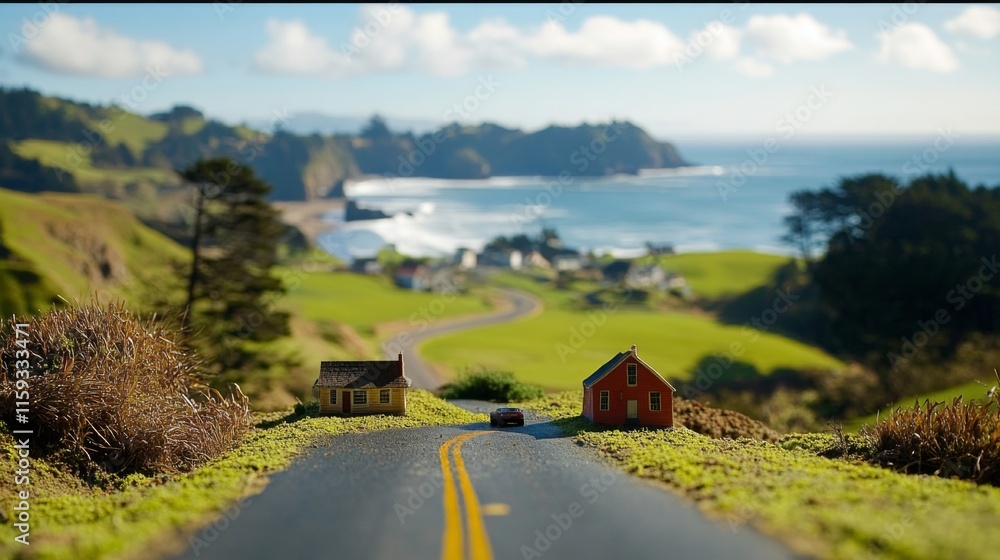 Poster quaint seascape with soft light and bokeh effect