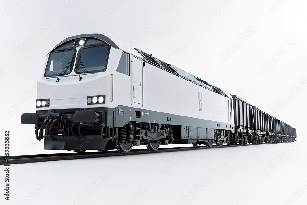 Aufkleber cargo train on white background designed to highlight train with simple composition and ample copy s