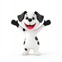 a joyful puppy cartoon, animal character, 3D illustration, cheerful and glossy, isolated on white background
