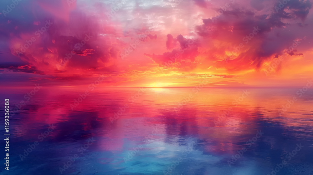 Poster captivating display of colorful clouds blending at sunset, creating wonder.