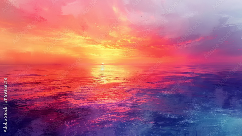 Poster captivating display of colorful clouds blending at sunset, creating wonder.