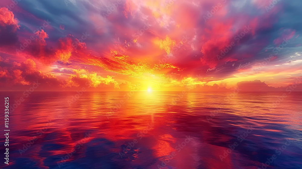 Poster captivating display of colorful clouds blending at sunset, creating wonder.