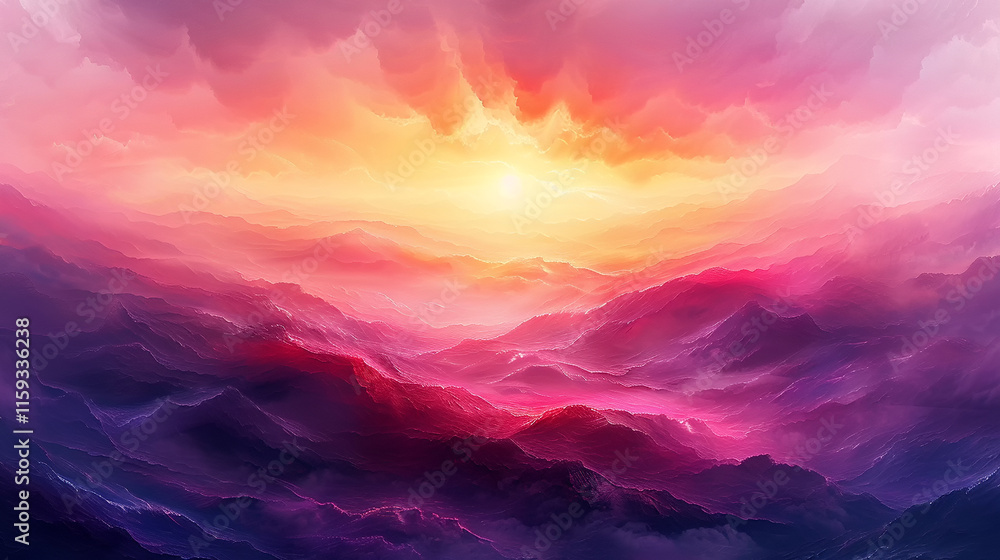 Poster captivating display of colorful clouds blending at sunset, creating wonder.