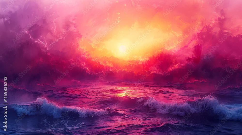 Poster captivating display of colorful clouds blending at sunset, creating wonder.