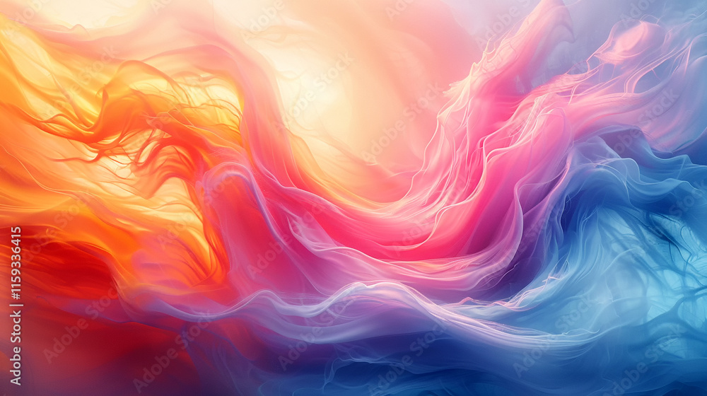 Poster captivating display of colorful clouds blending at sunset, creating wonder.