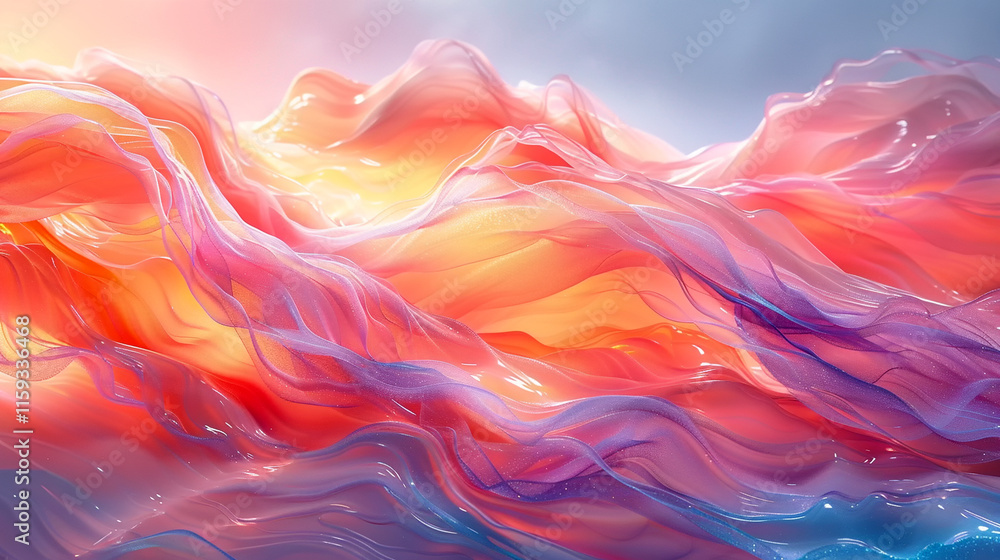 Poster captivating display of colorful clouds blending at sunset, creating wonder.