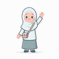 Girl in hijab with a bag, suitable for diverse lifestyle, fashion, culture concepts. Ideal for blog posts, social media, and websites.