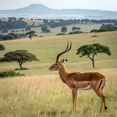 Fototapeta premium beautiful shot of a male impala in the fields