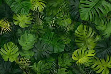 Lush Tropical Foliage Composition Background for Advertising Banners and Commercial Photos