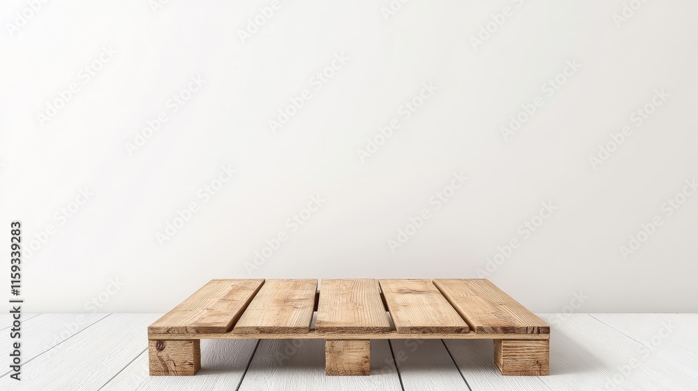 Poster empty wooden pallet on a white background ideal for product display or commercial use, showcasing si