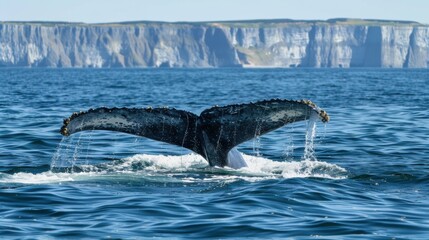 Majestic whale swimming in the sea, representing rare marine mammals.