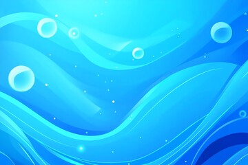Abstract Blue Wave Background, Flowing Design, Bubbles and Lines