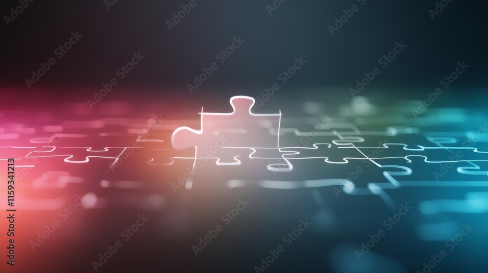 Aufkleber abstract image of a puzzle piece completing a colorful background, symbolizing problem solving, team