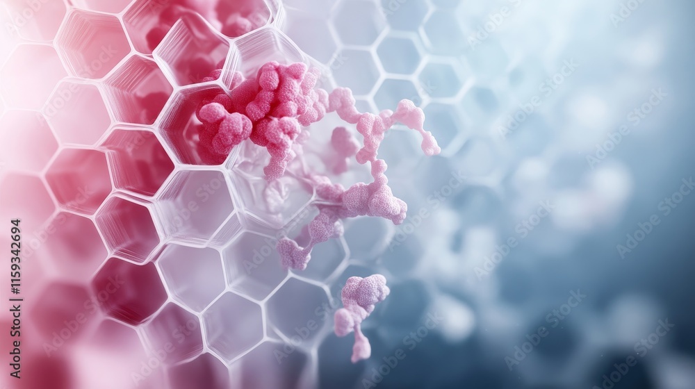Aufkleber abstract representation of molecular structure with hexagonal patterns and colorful elements in a sc