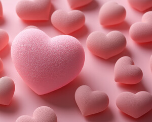 Obraz premium pink heart on pink background for Valentine's Day, close-up