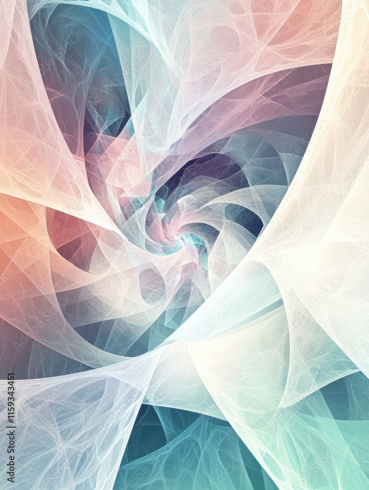 Fototapete Intricate abstract fractal design featuring gentle swirls and gradients suitable for text placement. Generative AI