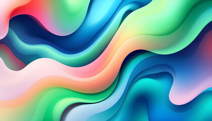 Simplistic and restrained design featuring large green and blue-white gradients with fluid momentum, green and blue patterns on a white background with light green and light red gradient design