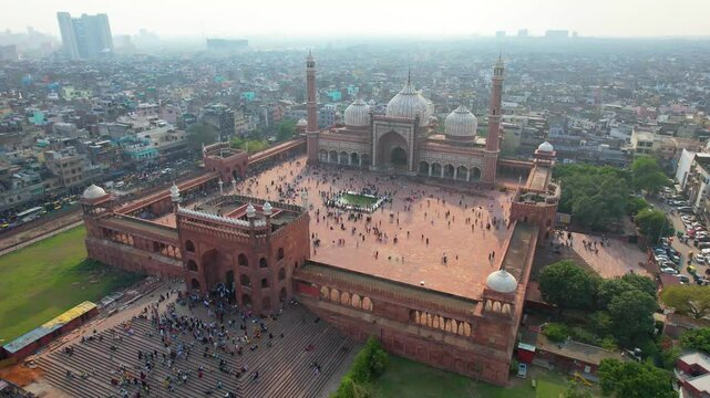 Jama Masjid in Delhi, India Drone 4K