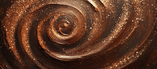 Burnished copper metallic swirl with sparkling glitter and textured grain