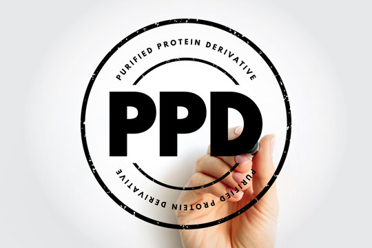 PPD Purified Protein Derivative - test used to detect if you have a tuberculosis infection, acronym text stamp concept background