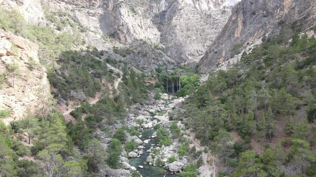 Valley in Waterfall Aerial View