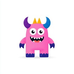 Fototapeta premium A fuzzy, crimson monster with a single eye, tiny horns, and a gaping mouth.