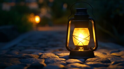 Dim Outdoor Lantern with Isolated Background at Night