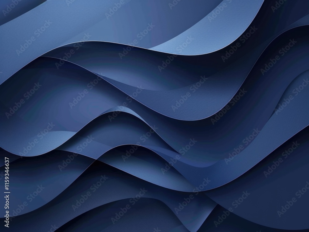 Poster vibrant blue abstract wave pattern with a smooth texture, ideal for backgrounds and design elements.