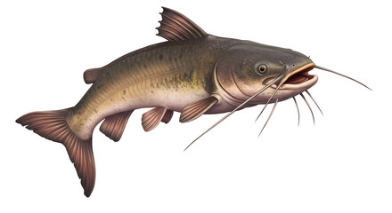 Obraz premium Catfish Cat Fish, Swimming Water Animal, Swim Nature Wildlife Image, Isolated Transparent PNG