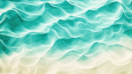 Obraz premium Soft turquoise waves ripple in a calm ocean, blending with sandy shores as sunlight casts a warm glow, creating a tranquil atmosphere during midday. Generative AI