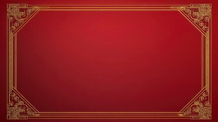 Elegant Chinese New Year Border with Gold Lines for Celebrations