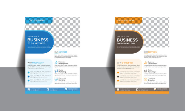 A bundle of 2 templates of a4 flyer, Flyer template layout design. business flyer, brochure, magazine or flier mockup in bright colors. perfect for creative professional business.