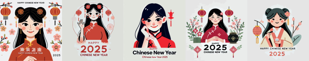 Vector image of girl celebrating Chinese New Year