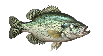 Fototapeta premium Crappie, Fish, Swimming Water Animal, Swim Nature Wildlife Image, Isolated Transparent PNG
