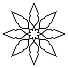 line icon abstract flower ornament islamic isolated on white background