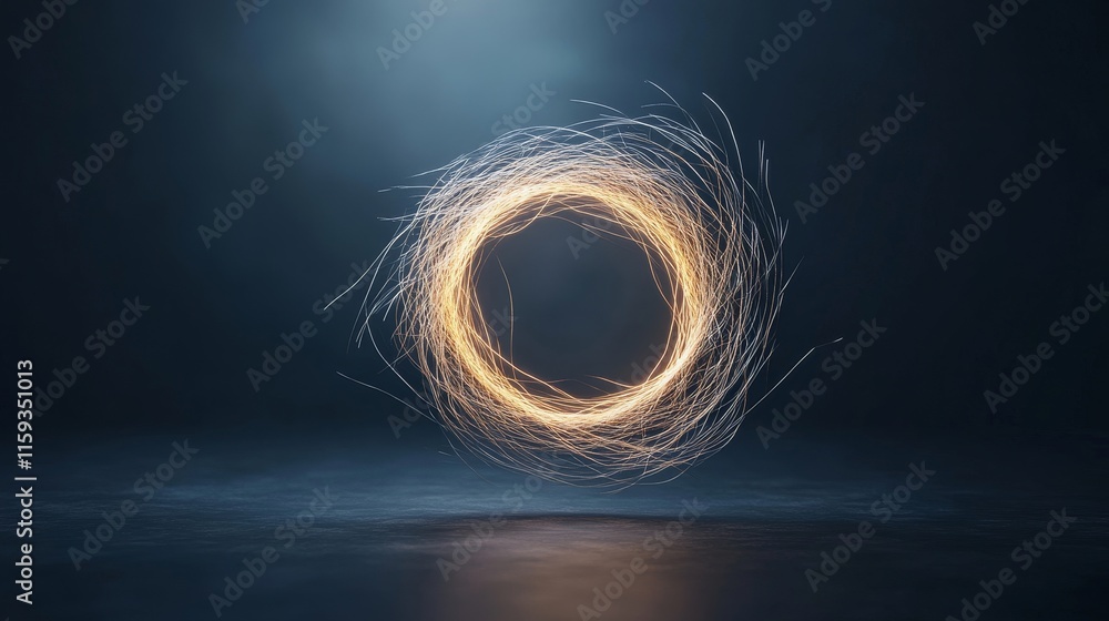 Aufkleber glowing circle of light creating dynamic visual energy in dark space with a mystical atmosphere idea