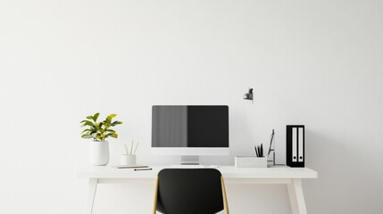 Elegant minimalist study nook with minimal furnishings. Featuring a clean, open design with contemporary lines