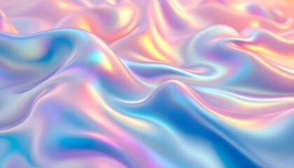 Obraz premium Stunning abstract fluid neon curved wave with iridescent holographic effect. Abstract metallic holographic background, vivid color stunning holographic colored background. Abstract colorful liquid