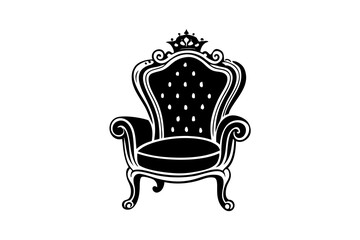 Golden Crown Chair Isolated on White Background