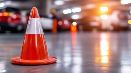 Urban Safety Training Drill with Traffic Cone in Background