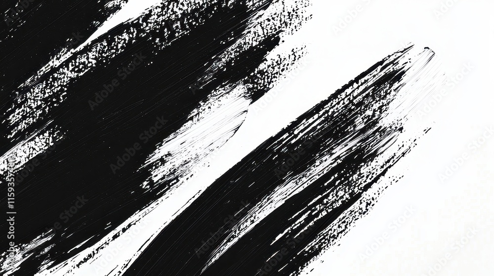 Poster dynamic black brush stroke pattern on white background for creative design and art projects